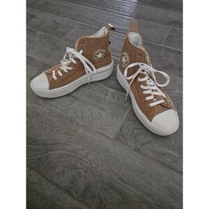 Converse All Star Lift‎ Platform High Top Teddy Sneakers Brown Tan Womens 8.5